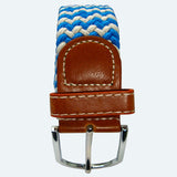 Bassin and Brown Striped Woven Elasticated  Belt - Blue and White