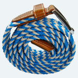 Bassin and Brown Striped Woven Elasticated  Belt - Blue and White