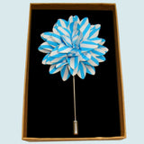 Bassin and Brown Stripe Flower Jacket Lapel Pin - Blue and White