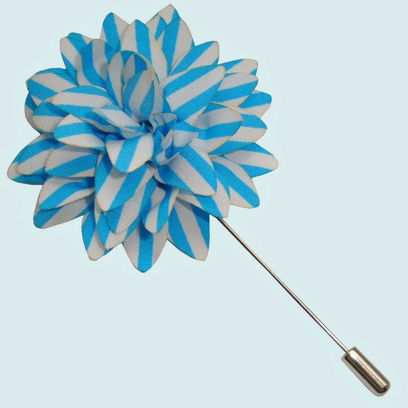 Bassin and Brown Stripe Flower Jacket Lapel Pin - Blue and White