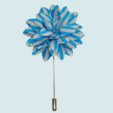 Bassin and Brown Stripe Flower Jacket Lapel Pin - Blue and White
