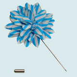 Bassin and Brown Stripe Flower Jacket Lapel Pin - Blue and White