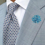 Bassin and Brown Stripe Flower Jacket Lapel Pin - Blue and White