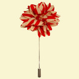 Bassin and Brown Stripe Flower Jacket Lapel Pin - Red and Beige