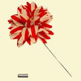 Bassin and Brown Stripe Flower Jacket Lapel Pin - Red and Beige