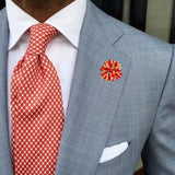 Bassin and Brown Stripe Flower Jacket Lapel Pin - Red and Beige