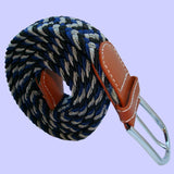 Bassin and Brown Elasticated Woven Belt - Three Colour Stripe - Navy/Blue/Grey