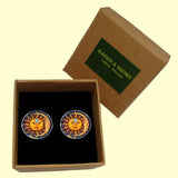Bassin and Brown Sun Face and Crescent Moon Cufflinks  - Yellow/Blue