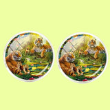 Bassin and Brown Tiger Family Cufflinks - Orange.Green