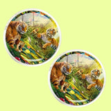 Bassin and Brown Tiger Family Cufflinks - Orange.Green