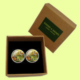 Bassin and Brown Tiger Family Cufflinks - Orange.Green