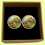 Bassin and Brown Tiger Family Cufflinks - Orange.Green