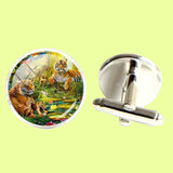 Bassin and Brown Tiger Family Cufflinks - Orange.Green