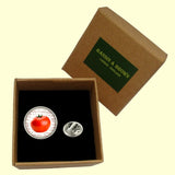Bassin and Brown Tomato Fruit Jacket Lapel Pin