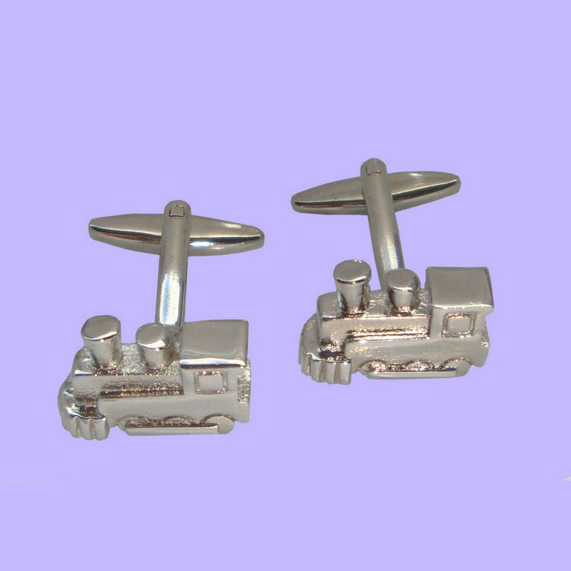 Bassin and Brown Steam Train Cufflink - Silver
