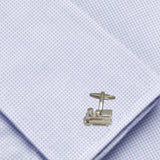 Bassin and Brown Steam Train Cufflink - Silver