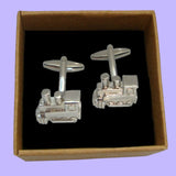 Bassin and Brown Steam Train Cufflink - Silver