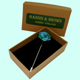 Bassin and Brown Two Colour Rose Jacket Lapel Pin - Blue and Green
