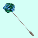 Bassin and Brown Two Colour Rose Jacket Lapel Pin - Blue and Green