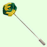 Bassin and Brown Two Colour Rose Jacket Lapel Pin- Yellow and Green