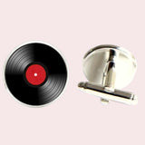 Bassin and Brown Vinyl Disc Cufflinks - Black and Red