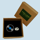 Bassin and Brown Vinyl Disc Lapel Pin - Blue.Black