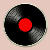 Bassin and Brown Vinyl Disc Lapel Pin - Red and Black