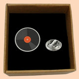 Bassin and Brown Vinyl Disc Lapel Pin - Orange.Black