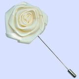 Bassin and Brown Rose White Jacket Lapel Pin - 4cm Diameter