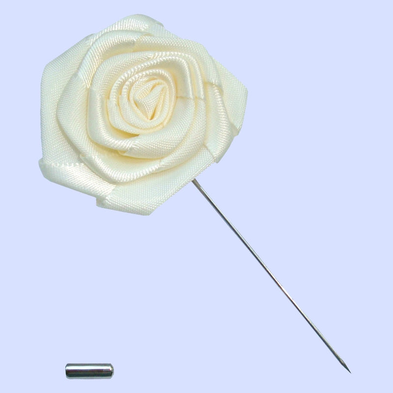 Bassin and Brown Rose White Jacket Lapel Pin - 4cm Diameter