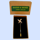 Bassin and Brown Windmill Jacket Lapel Pin - Gold