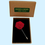 Bassin and Brown Wine Rose Jacket Lapel Pin - 4cm Diameter