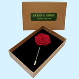 Bassin and Brown Wine Rose Jacket Lapel Pin - 4cm Diameter