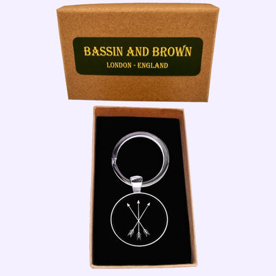 Bassin and Brown Crossed Arrows Keyring - Black and White