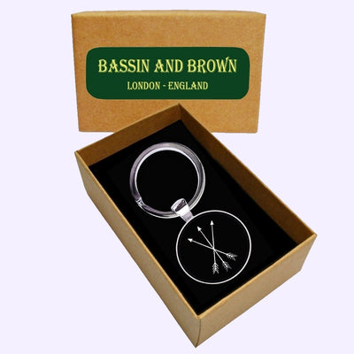 Bassin and Brown Crossed Arrows Keyring - Black and White