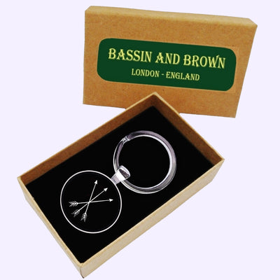 Bassin and Brown Crossed Arrows Keyring - Black and White