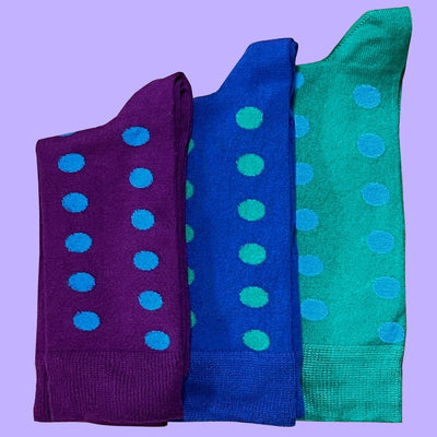 Bassin And Brown Spotted Bamboo Socks Three Pack- Purple, Green and Blue
