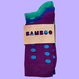 Bassin And Brown Spotted Bamboo Socks Three Pack- Purple, Green and Blue