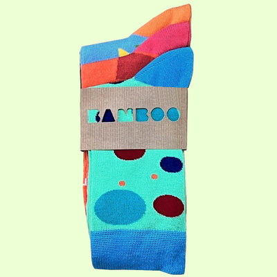 Bassin And Brown Three Pairs of Bamboo Socks Pack - Geometric Shapes and Multi Colours