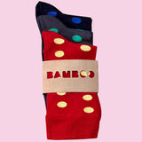 Bassin And Brown Spotted Bamboo Socks Three Pack - Red, Navy and Grey