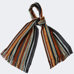 Bassin and Brown Barrington Multi Stripe Scarf - Orange, Blue, Grey and Brown