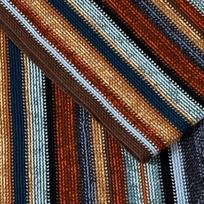 Bassin and Brown Barrington Multi Stripe Scarf - Orange, Blue, Grey and Brown