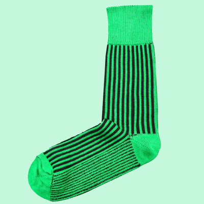 Bassin and Brown Green and Charcoal Grey Vertical Stripe Cotton Socks