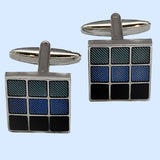 Bassin And Brown Chequered Enamel Cufflinks - Blue, Mint And Navy