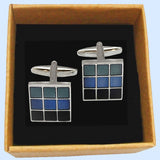 Bassin And Brown Chequered Enamel Cufflinks - Blue, Mint And Navy