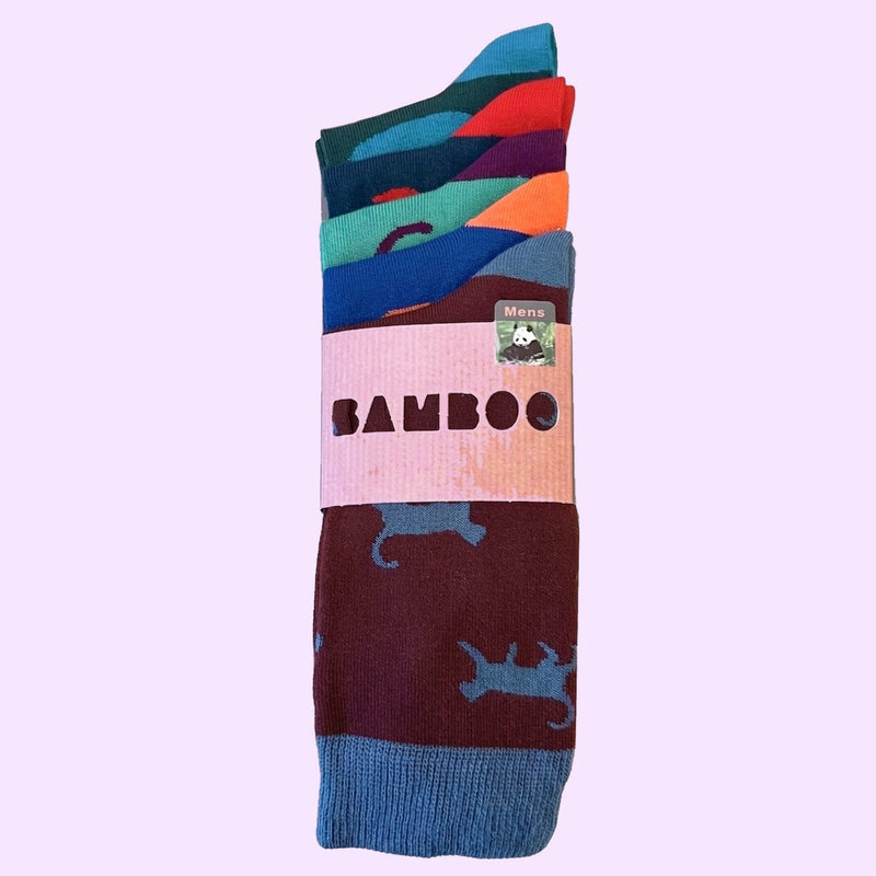 Bassin and Brown Men's Milo Cats 100% Bamboo Socks, 5-Pack – Multi-Coloured