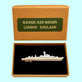 Bassin and Brown Battleship Tie Bar - Silver