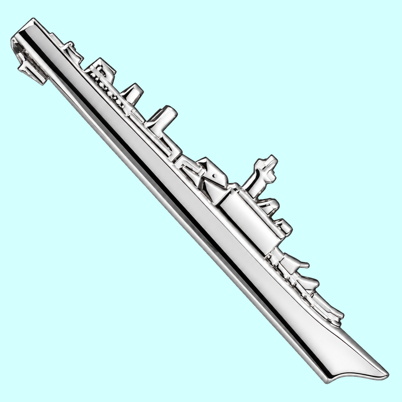 Bassin and Brown Battleship Tie Bar - Silver