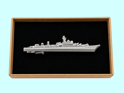 Bassin and Brown Battleship Tie Bar - Silver