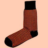Bassin and Brown Brandyn Black and Orange Houndstooth Check Socks